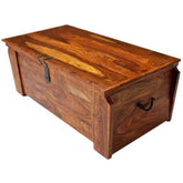 Avalon Wooden Storage Trunk Chest Box Coffee Table Honey Brown